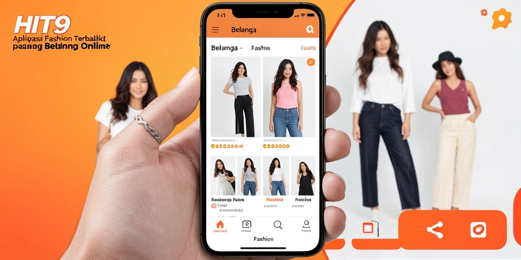 Antarmuka aplikasi HIT9 menampilkan pilihan fashion terkini dengan mudah.