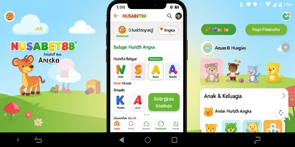 Antarmuka aplikasi NUSABET88 yang interaktif dan edukatif untuk anak-anak.