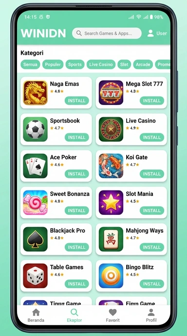 Tampilan katalog aplikasi winidn