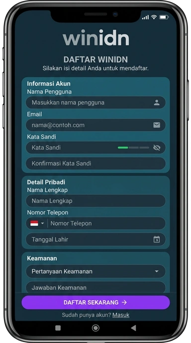 Tampilan halaman daftar winidn